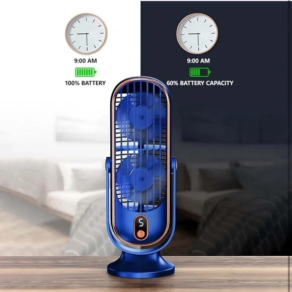 Desk Fan Cold Fan Desktop Oscillating Fan Indoors Portable USB Rechargeable Car - Picture 6 of 9